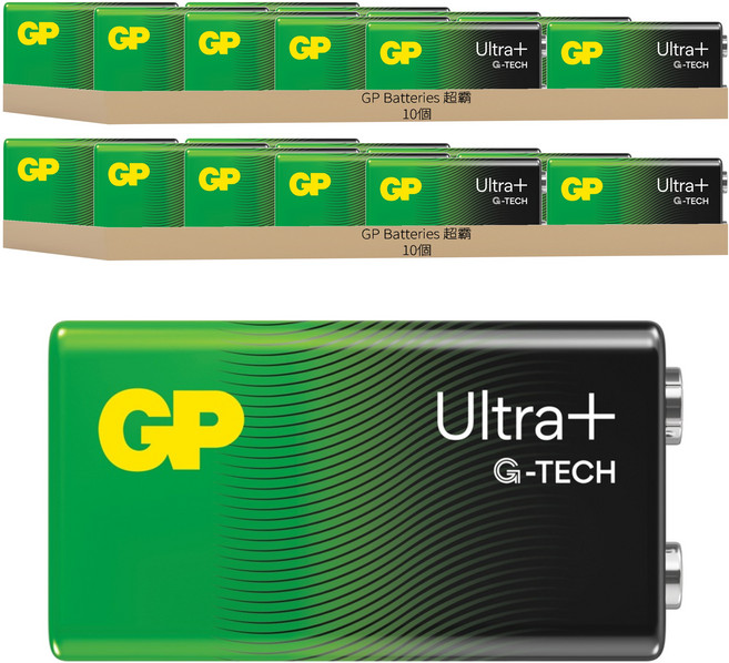 GP Batteries 超霸 超特強鹼性電池 Ultra Plus 9V, 20個, 1入