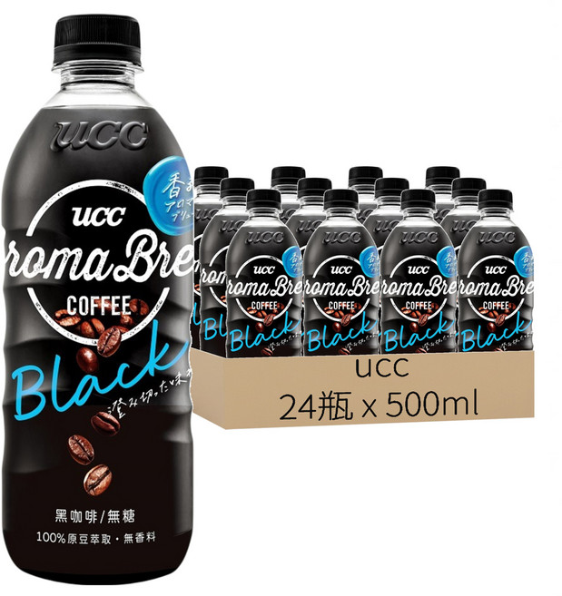 ucc AROMA艾洛瑪黑咖啡, 500ml, 24瓶