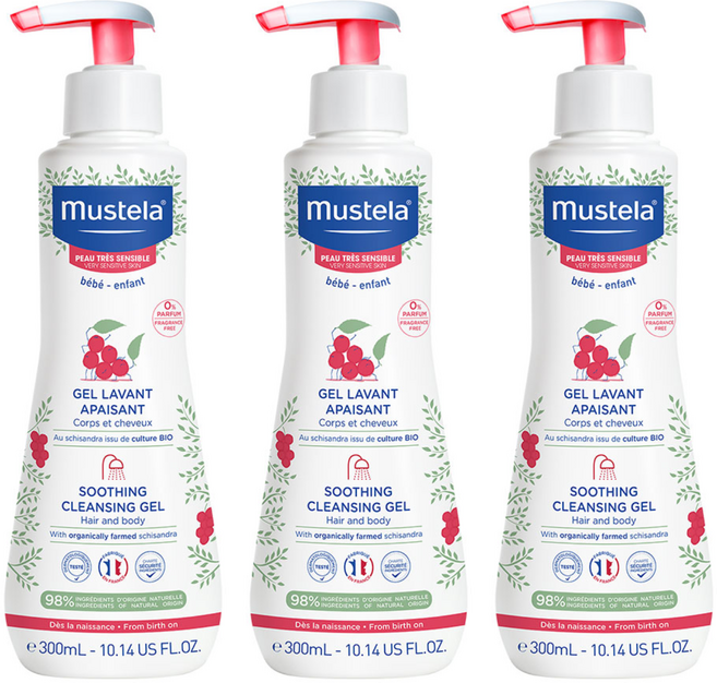 무스텔라 유아용 수딩 클렌징 젤, 3개, 300ml