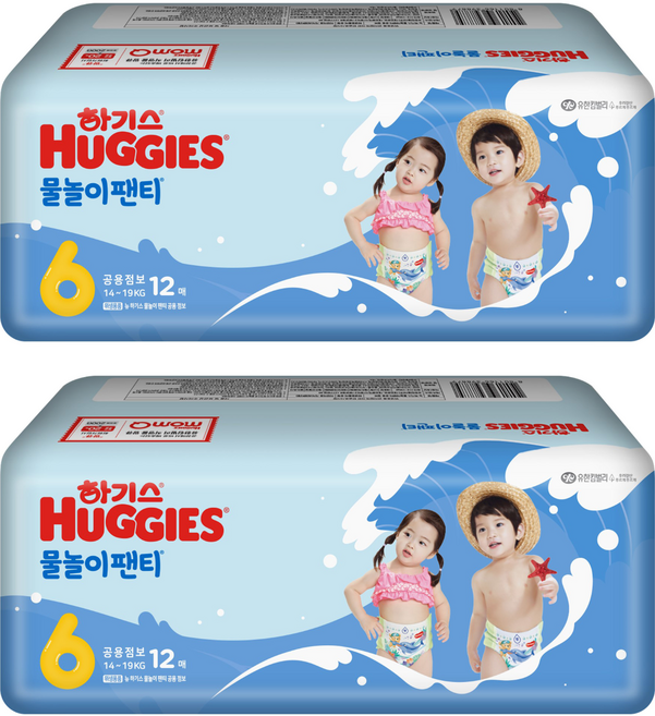 하기스 NEW 물놀이팬티 팬티형 수영장 기저귀 유아용, 24매, 6단계