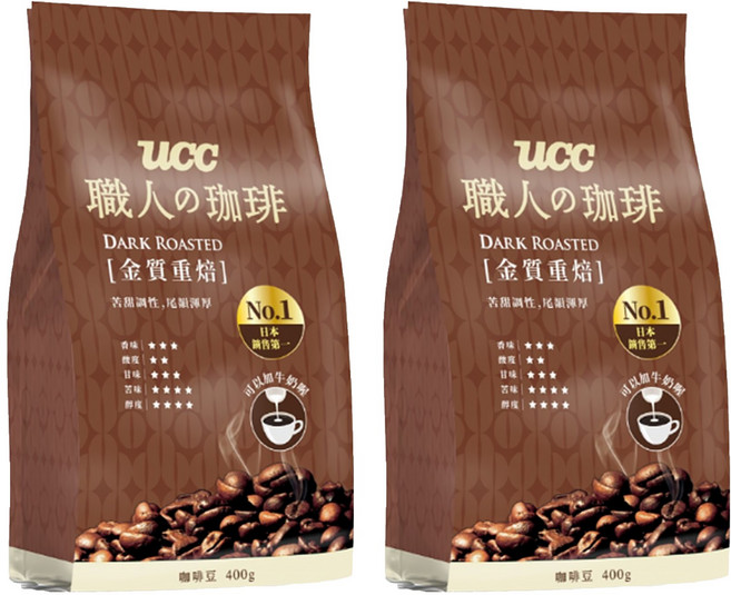 ucc 職人的珈琲 金質重焙咖啡豆, 咖啡豆(無研磨), 400g, 2包