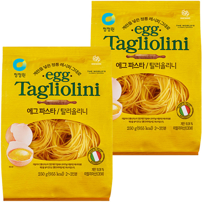 청정원 에그 탈리올리니 파스타, 250g, 2개