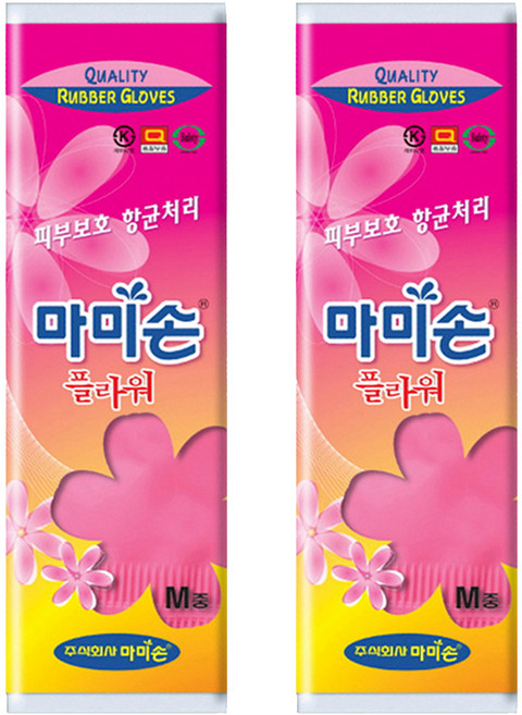 마미손 플라워 고무장갑, 중(M), 2개