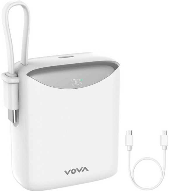 보바 고속충전 일체형 미니 보조배터리 10000mAh 22.5W, VA-114, 화이트