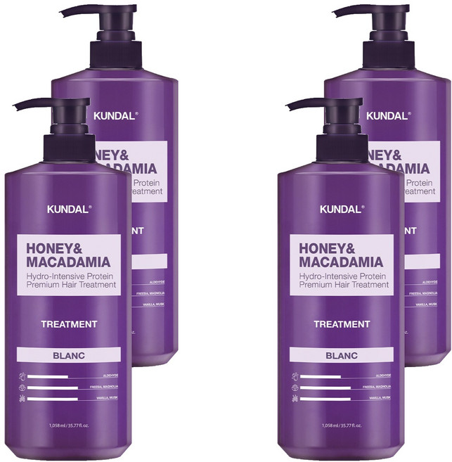 쿤달 허니 앤 마카다미아 헤어 트리트먼트 블랑향, 1.058L, 4개