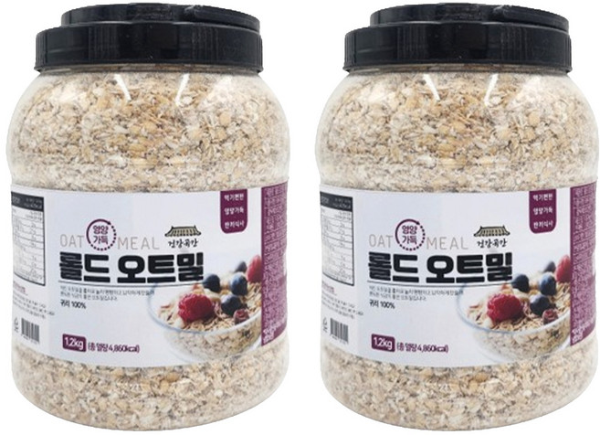 건강곡간 영양가득 롤드오트밀 통, 1.2kg, 2개