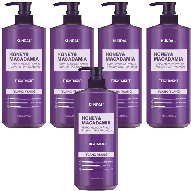 쿤달 허니 앤 마카다미아 헤어트리트먼트 일랑일랑향, 1.058L, 5개