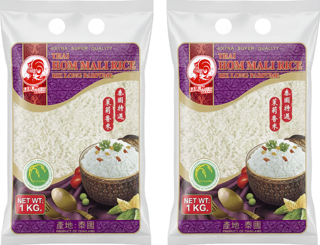 COCK BRAND 公雞牌 泰國茉莉香米, 1kg, 特級, 2袋