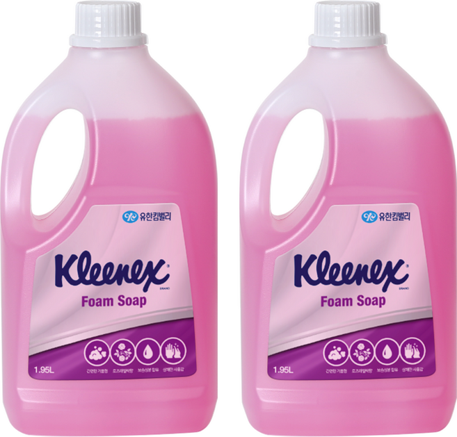 크리넥스 소프트 폼솝 로즈라일락향, 1.95L, 2개