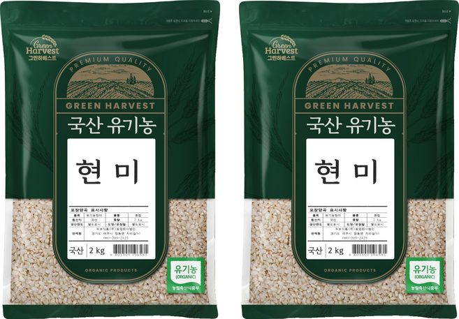 두보식품 국산 유기농 현미, 2kg, 2개