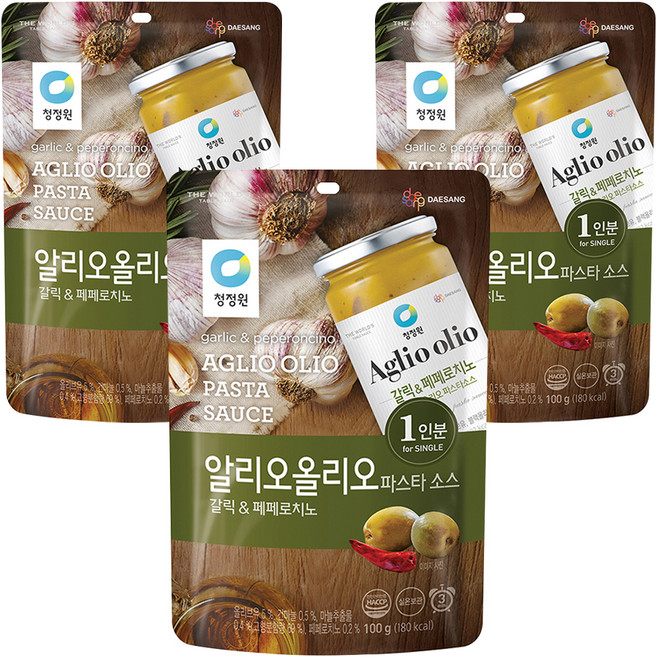 청정원 알리오올리오 파스타소스 갈릭 앤 페페로치노, 100g, 3개