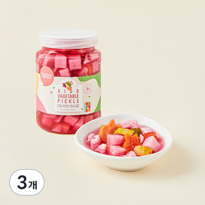 키친콤마 저당 어린이채소피클, 380g, 3개