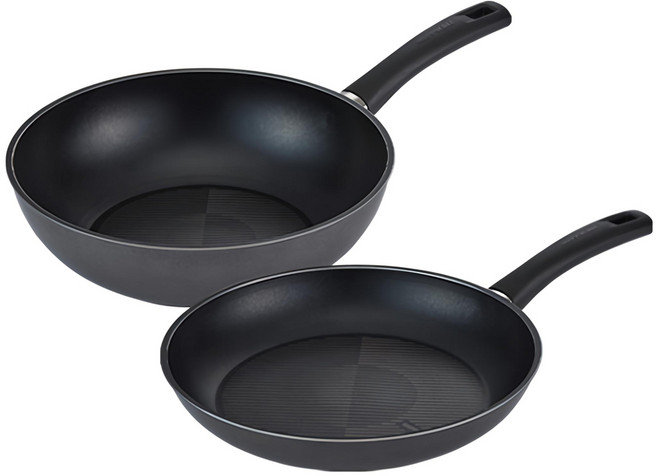 HAPPYCALL Mond系列 鑽石IH不沾鍋兩件組, 24 公分平底鍋 + 24 公分深炒鍋, 藍黑色, 1組