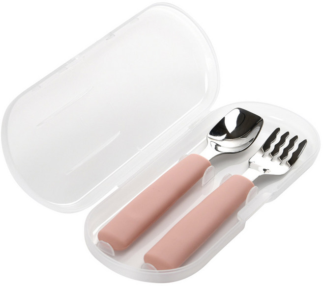 데일리라이크 봉봉 실리콘 스푼 포크 세트, 01 스트로베리, 스푼+포크 1세트, 1세트