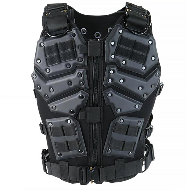 World 多功能軍事戰術背心 25-AA224, 黑色, 1個