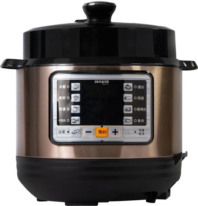 aiwa 愛華 電壓力鍋 DYK-A60 3級能源效率 9種烹飪模式, 5L, 銅色 + 黑色, 1個