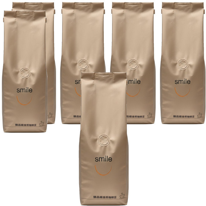 SMILE COFFEE 微笑咖啡 精品級金杯咖啡豆 醇品金杯 深焙, 咖啡豆(無研磨), 450g, 6包