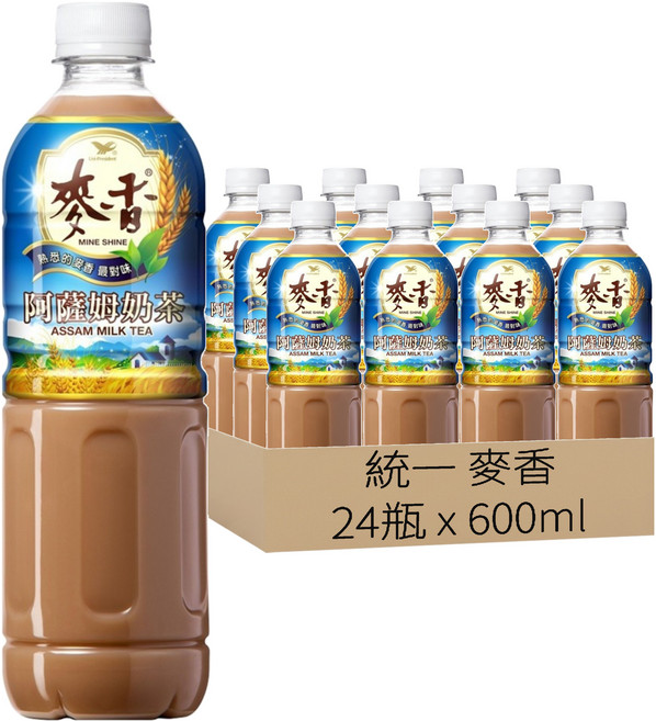 統一 麥香 阿薩姆奶茶, 600ml, 24瓶