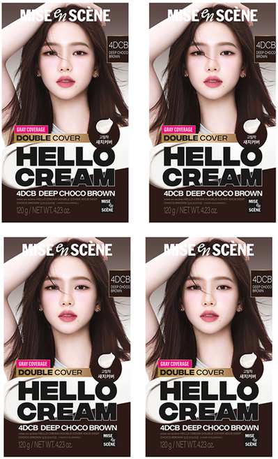 mise en scene 魅尚萱 Hello Cream 雙效遮白髮染髮霜, 深巧克力棕, 4個