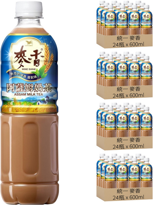 統一 麥香 阿薩姆奶茶, 600ml, 96瓶