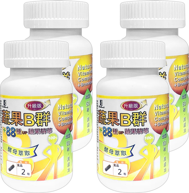 BioBank 大金宏醫 88種蔬果酵素B群升級版, 60顆, 30g, 4罐