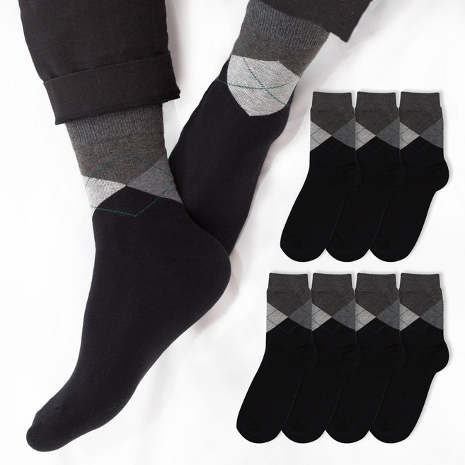 시너싹스 남성용 아가일 정장 중목 양말 7켤레 세트