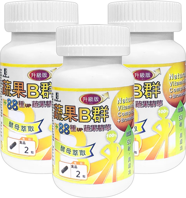 BioBank 大金宏醫 88種蔬果酵素B群升級版, 60顆, 30g, 3罐