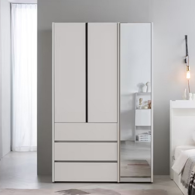 리바트 토피 1200 3단 서랍형 거울도어 옷장 방문설치, 화이트