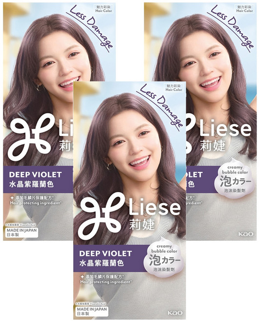 Liese 莉婕 泡沫染髮劑, 水晶紫羅蘭色, 3個