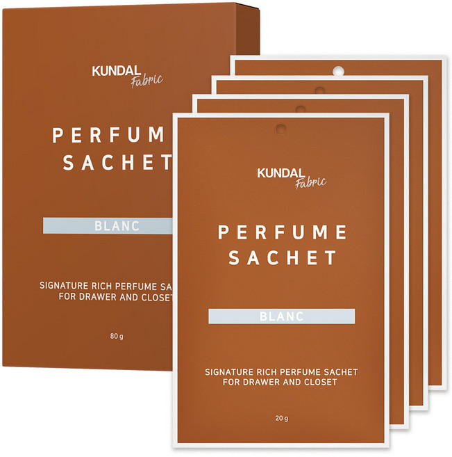 쿤달 시그니처 리치 퍼퓸 옷장방향제 본품, 20g, 4개, 블랑