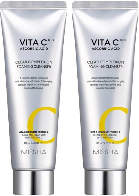 MISSHA 維他命C Plus 亮白洗面乳, 120ml, 2條