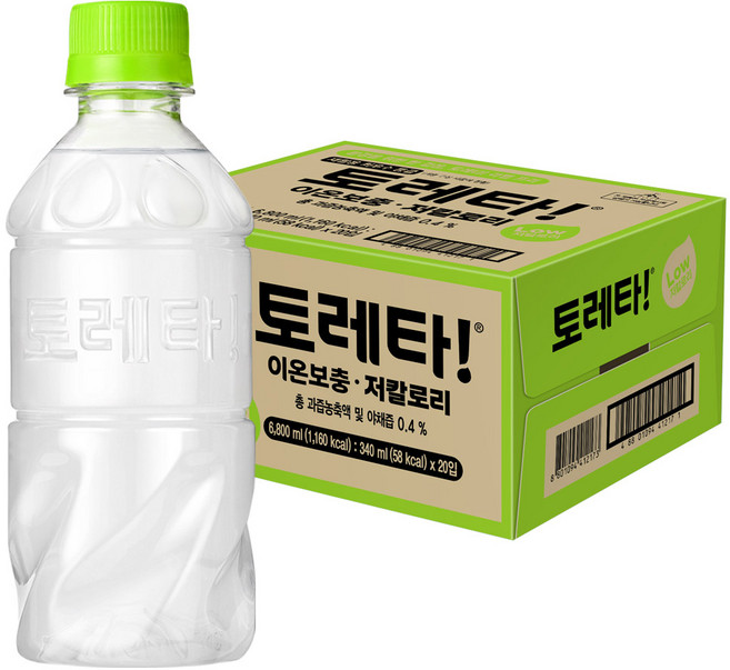 토레타 이온음료 무라벨, 340ml, 20개