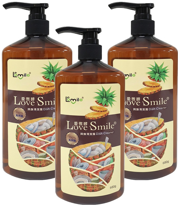 Love Smile 愛微酵 真果釀碗盤清潔露, 680g, 3瓶