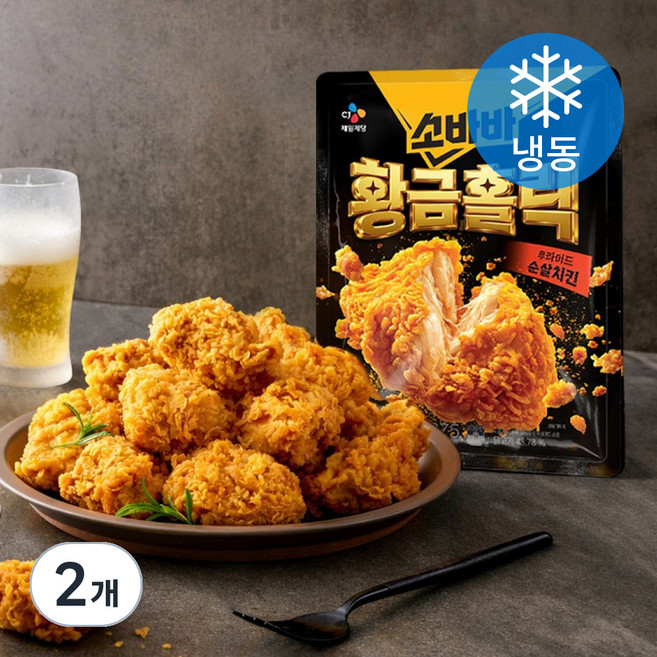 소바바 바삭 황금홀릭 후라이드 순살치킨 (냉동), 375g, 2개