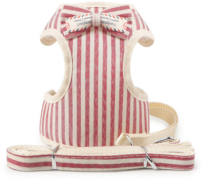 펫투비 반려동물 패턴 리본 하네스, 줄무늬 리본, 1개