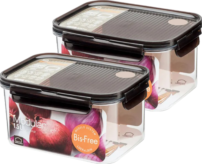 LocknLock 樂扣樂扣 Bisfree積木晶透保鮮盒 1.5L, 1組, 容器 + 蓋子
