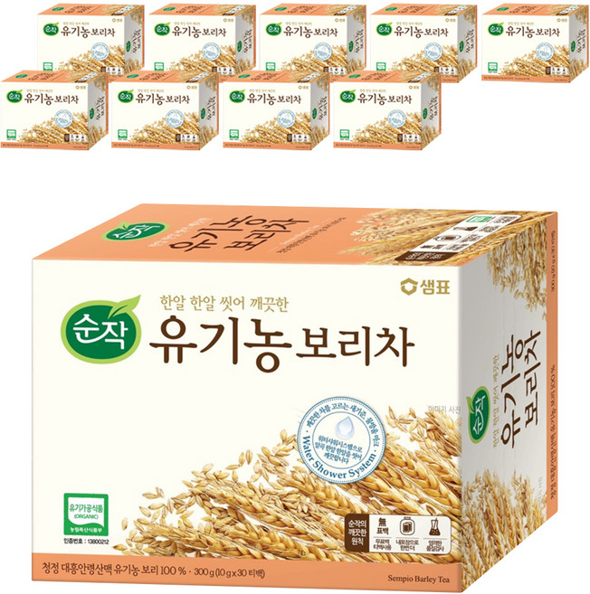 순작 유기농 보리차 티백, 10g, 30개입, 10개