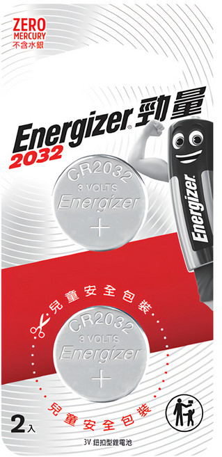 Energizer 勁量 鈕扣型鋰電池 CR2032, 2顆, 1組