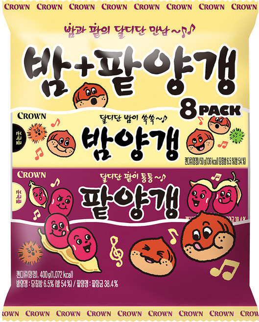 크라운 밤양갱 4p + 팥양갱 4p, 400g, 1세트