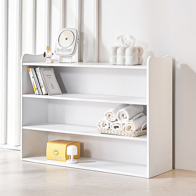 양지가구 교구 라운드 책장, 백색, 3단