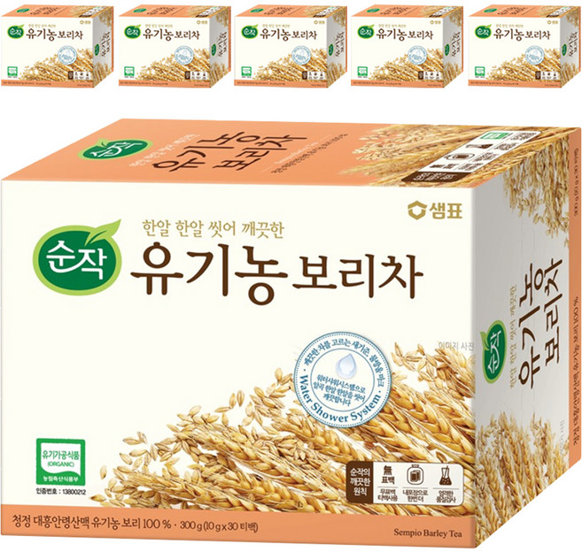 순작 유기농 보리차 티백, 10g, 30개입, 6개