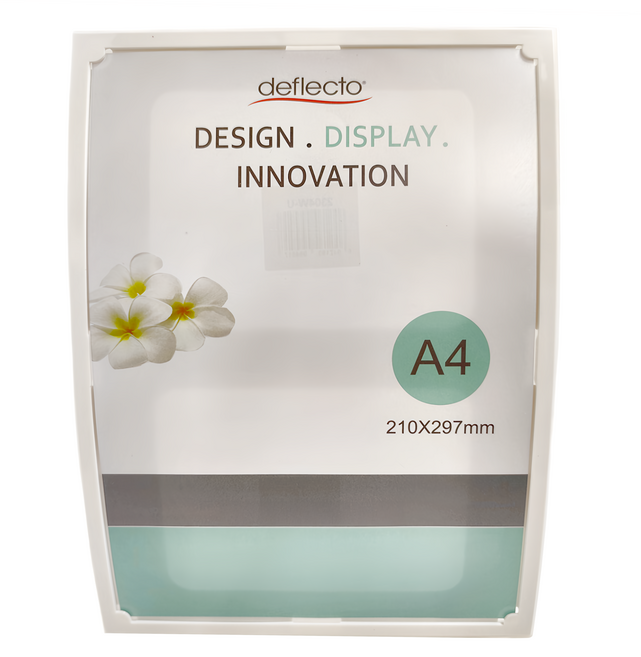 deflecto 迪多 抗眩光曲面展示架 2304W A4 297 x 210mm, 白色, 1個