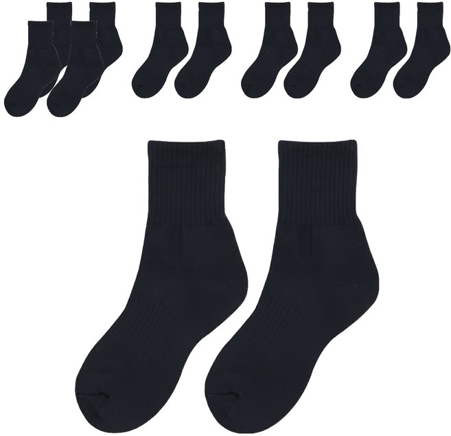 IZILEG 女性用雙層底素色運動中筒襪 6雙組, 1組, 黑色