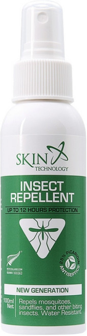 紐西蘭 SKIN TECHNOLOGY 25%派卡瑞丁 瑞斌12H長效防蚊液, 100ml, 1瓶