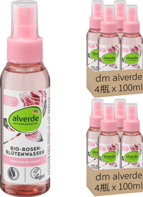 dm alverde 有機玫瑰水 4瓶, 100ml, 2組