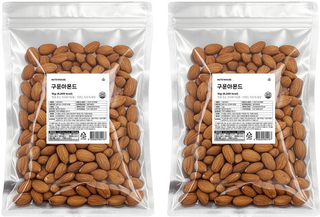 해맑음푸드 넛츠하우스 구운아몬드, 1kg, 2개
