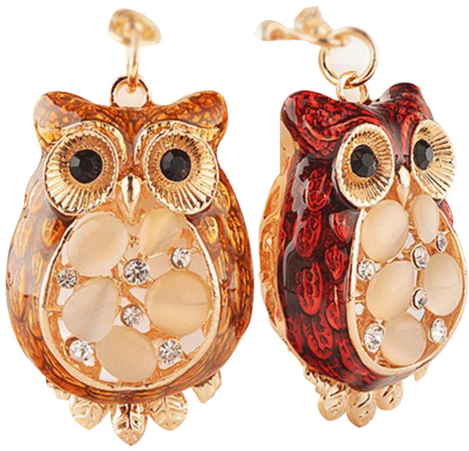 원이네 행복 부엉이 키홀더 2종 세트, 빨강 + 노랑