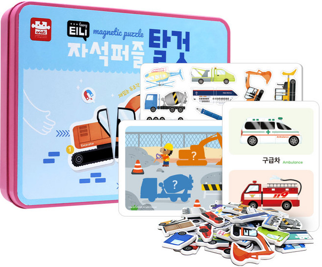 아리아띠 티니 두조각 자석퍼즐 탈것, 1개, 32피스