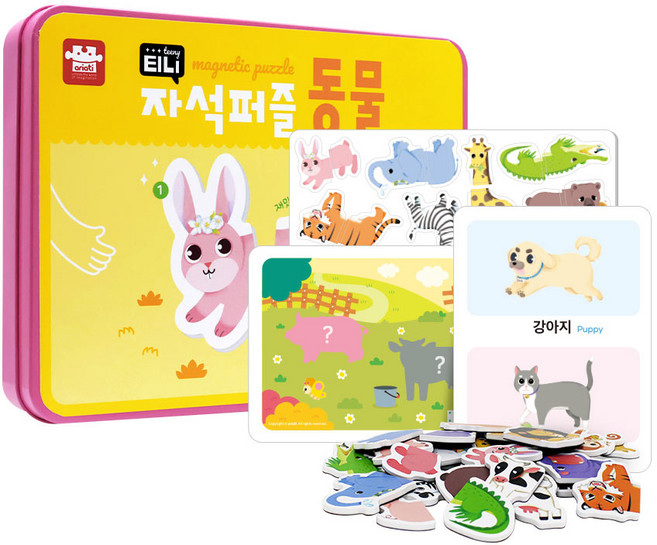 아리아띠 티니 두조각 자석퍼즐 동물, 1개, 30피스