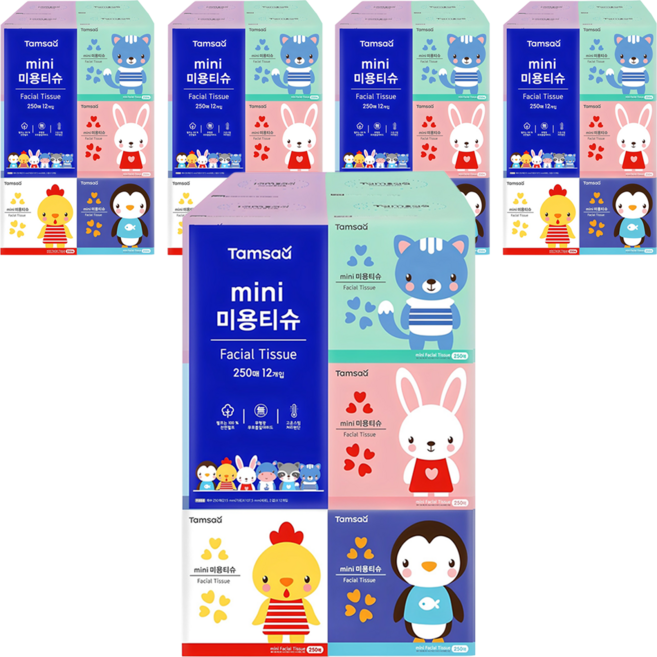 탐사 미니 미용티슈 250매, 250매입, 60개